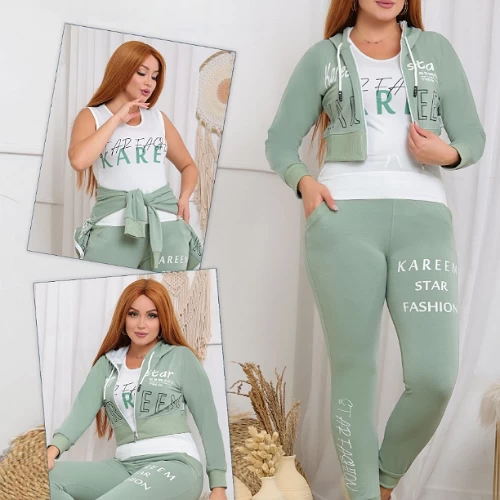 طقم نسائي من القطن المصري ثلاث قطع