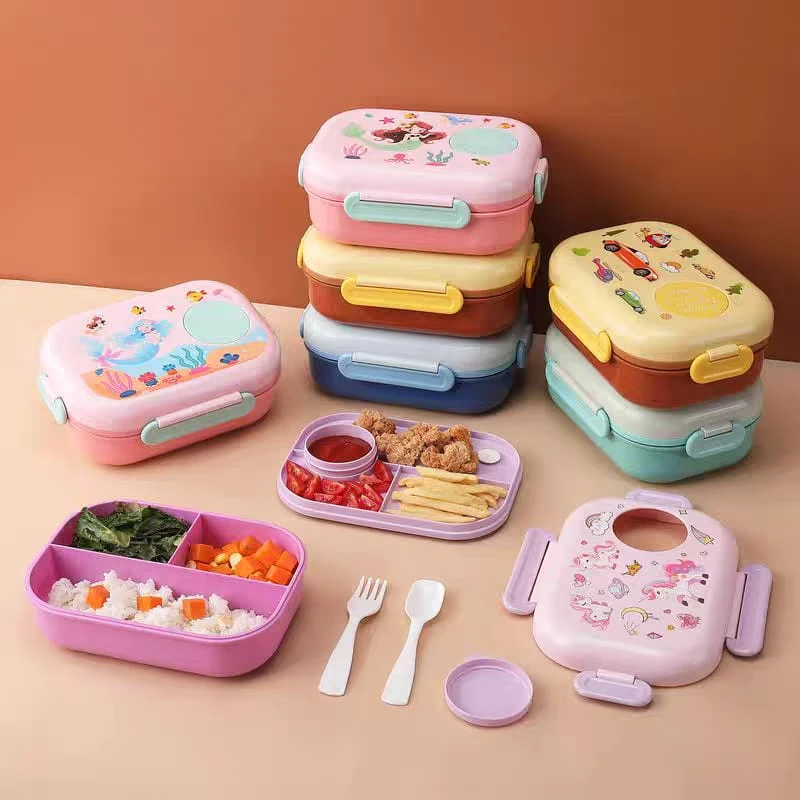 علب غداء أطفال برسومات ملوّنة