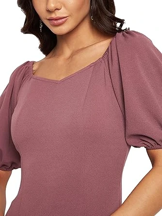 فستان سادة بقصة ضيقة ورقبة على شكل حرف V حريمي من ميس اوليف، موديل (MOSS22D16-01