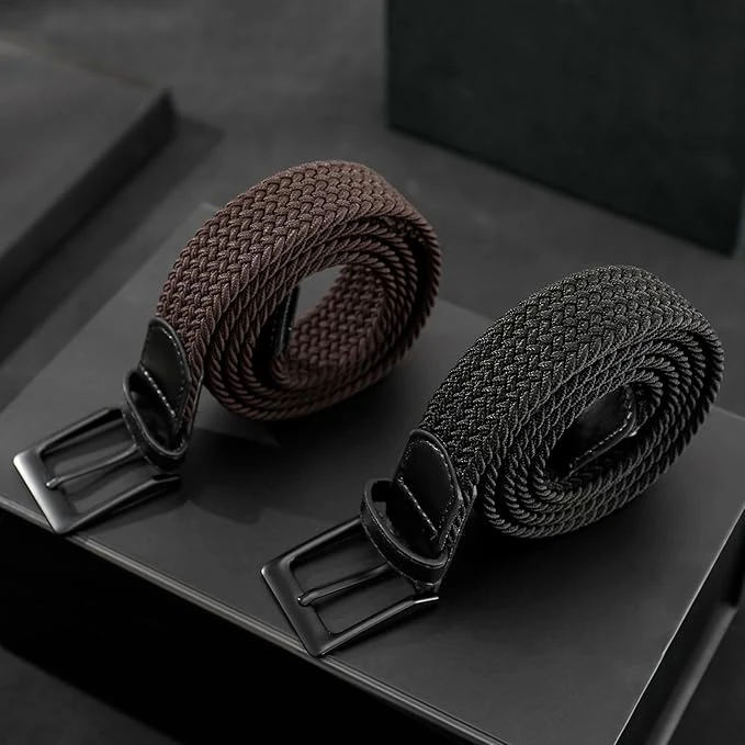حزام مضفر مطاطي للرجال من فيرتينك، أحزمة سروال منسوجة قابلة للتمدد، أسود، بني، 1
