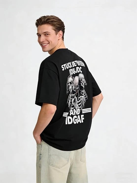 تيشرت رجالي مطبوع باكمام قصيرة، توب كاجوال من القطن مقاس XS-XXL