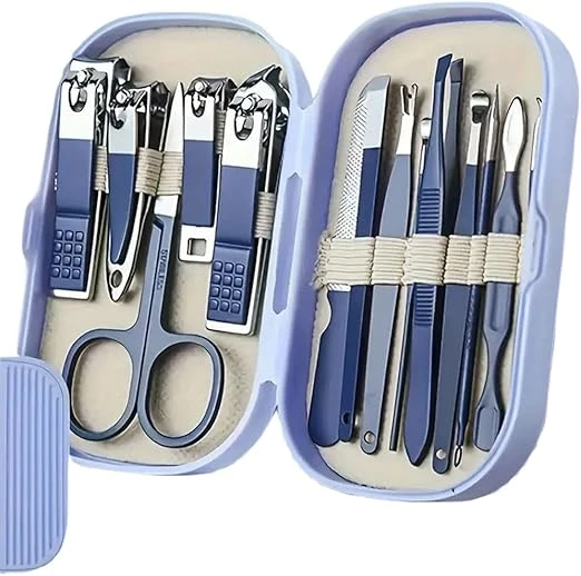 مجموعة ادوات عصرية من الستانلس ستيل للعناية بالاظافر والقدمين مكونة من 14 قطعة -