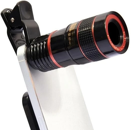 عدسة تكبير بصري 8 اضعاف للهواتف الذكية، عدسة كاميرا تليفوتوغرافي HD مع مشبك عالم