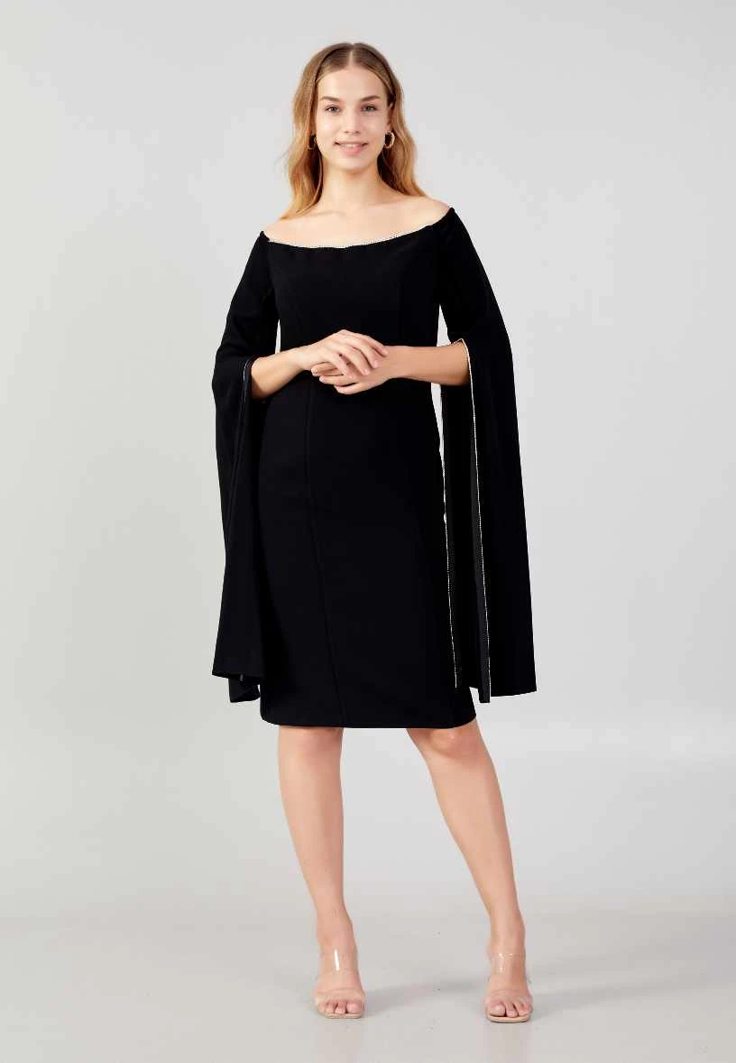 فستان أسود أوف شولدر