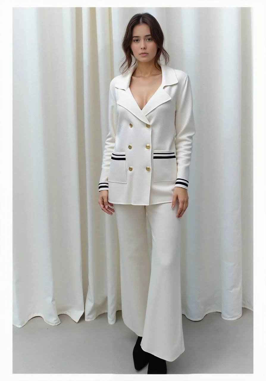 طقم رسمي نسائي أنيق بتفاصيل فاخرة