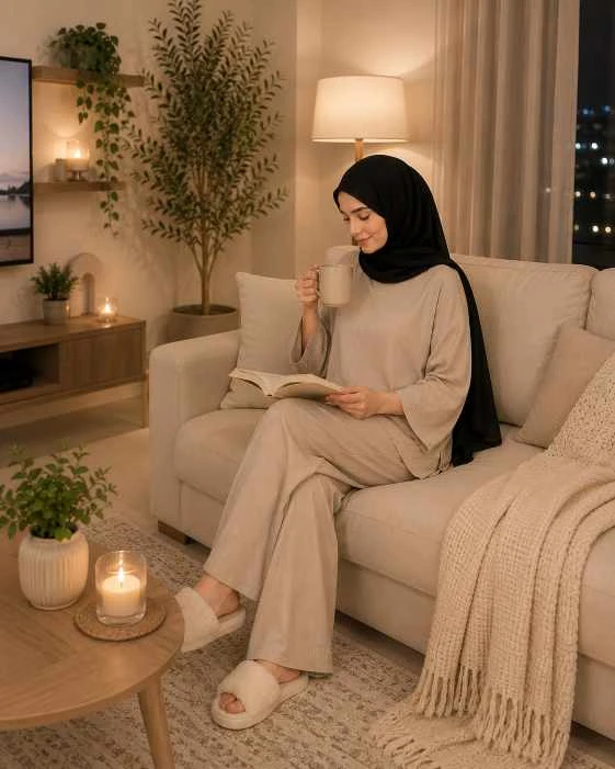 بيجامه منزليه مريحه وانيقه تيشيرت مخطط وبنطلون واسع بخصر مطاطي صيفي