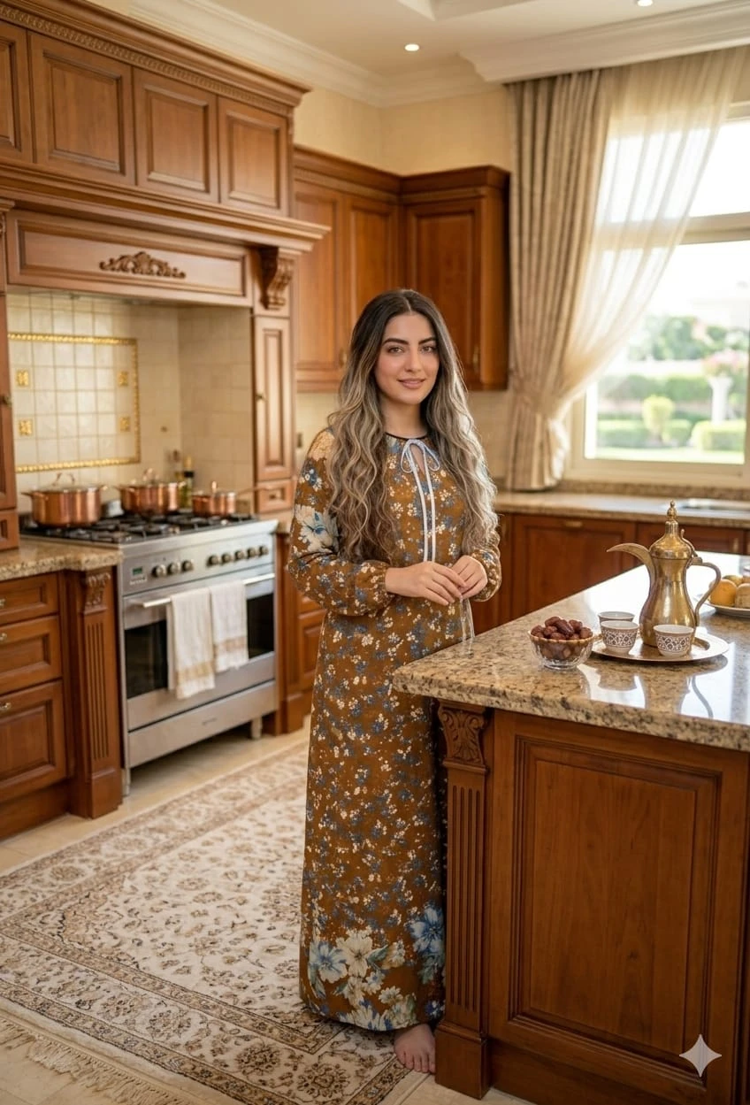 قميص نسائي طويل بنقشة شرقية فاخرة – أناقة مميزة لإطلالة منزلية راقية